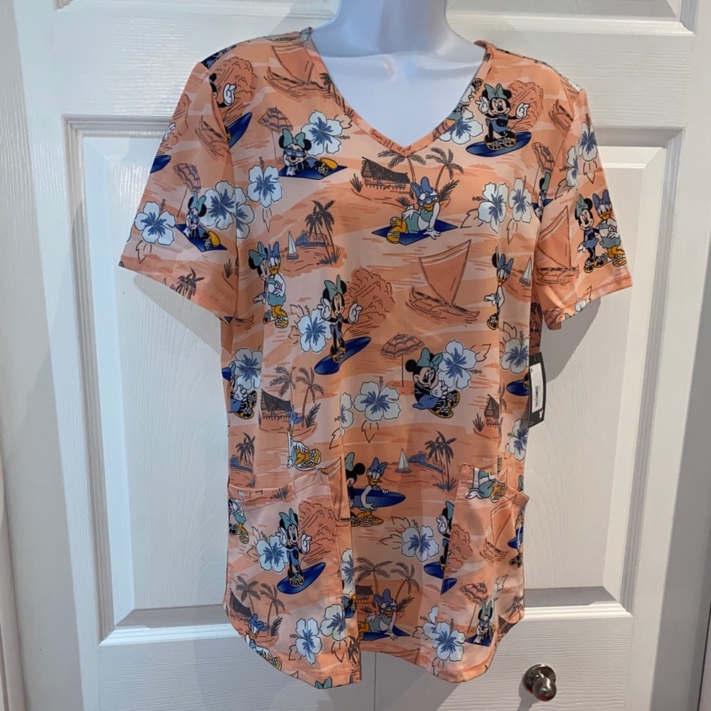 Disney Women's Minnie Mouse Scrub Top Medical Uniform Shirt Plus Size XXL